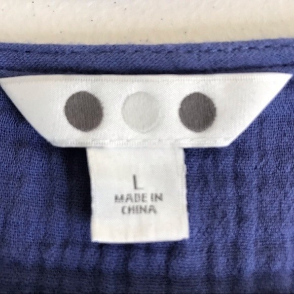 Three Dots Double Gauze Cap Sleeve V Neck Periwinkle Top Women Size Large - Picture 5 of 12